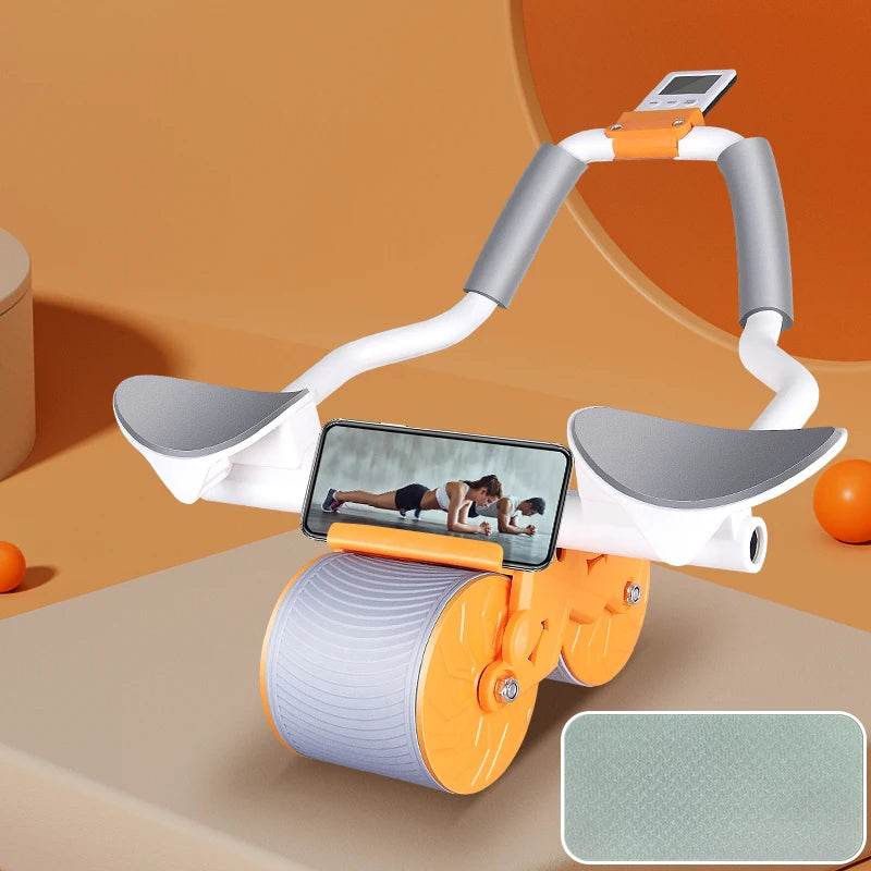 automatic rebound abs wheel trainer with counter display fitness exercise