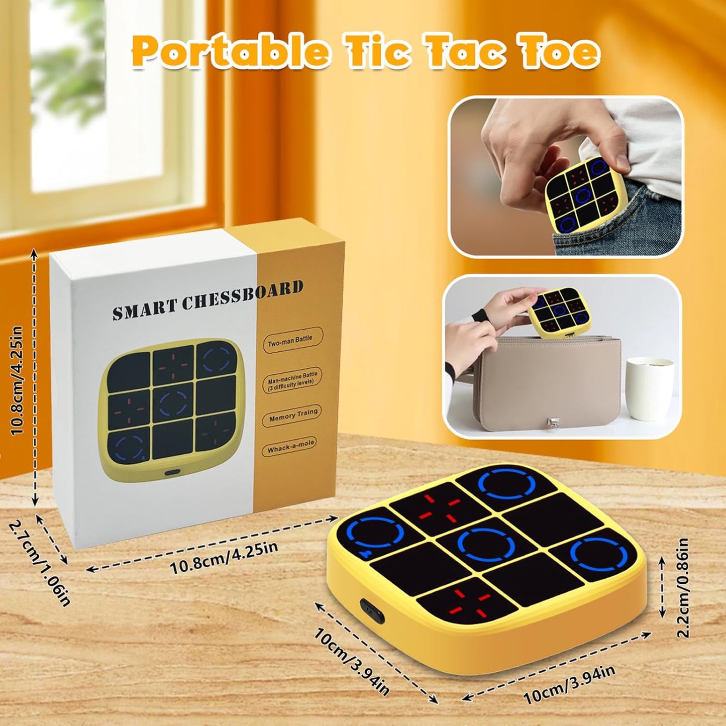 electronic tic tac toe handheld game console – fun & safe puzzle toy for kids | portable brain game for ages 4+