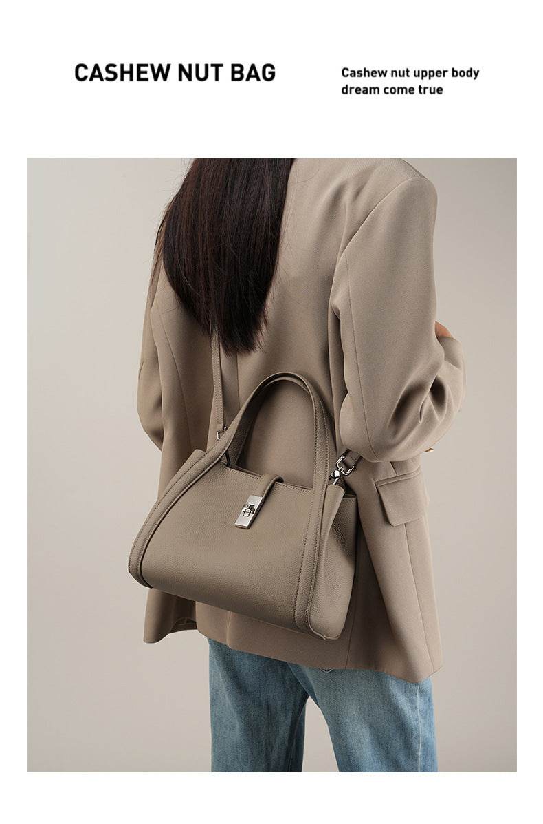 fashionable korean-style large-capacity leather handbag