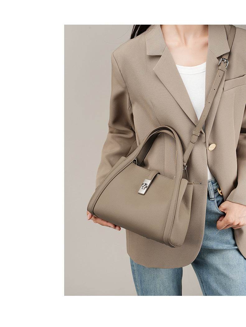 fashionable korean-style large-capacity leather handbag