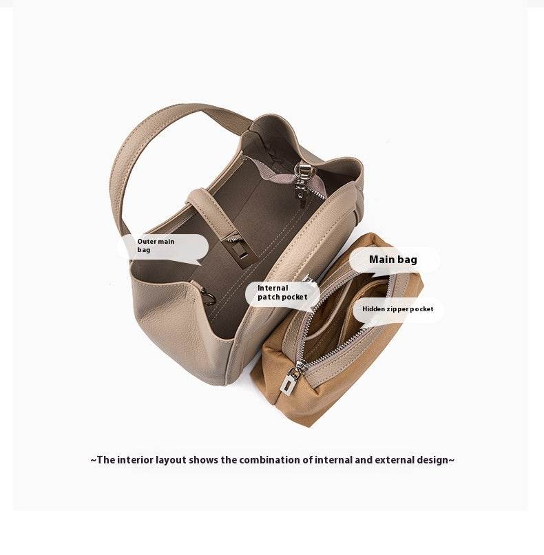 fashionable korean-style large-capacity leather handbag