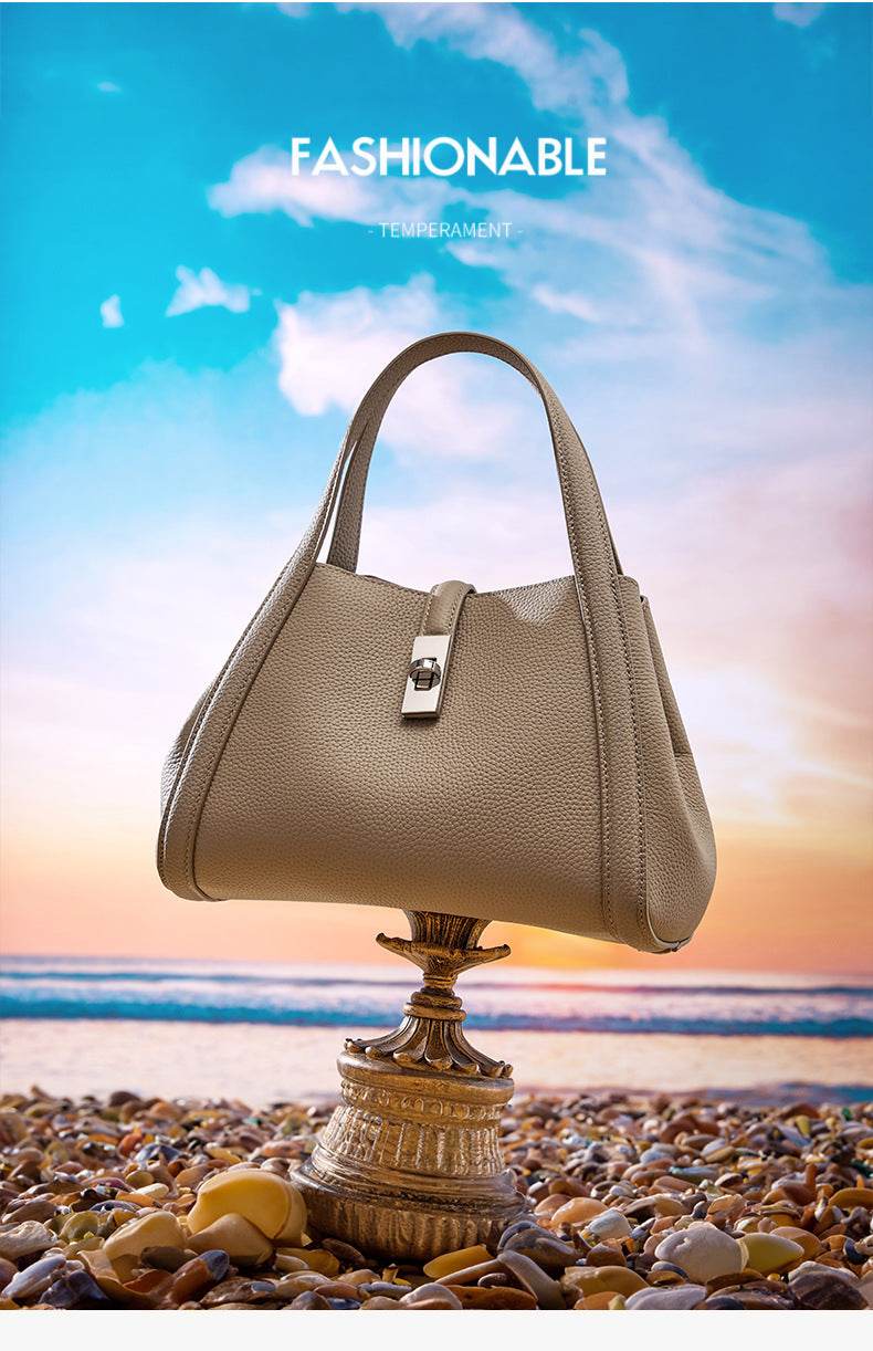 fashionable korean-style large-capacity leather handbag