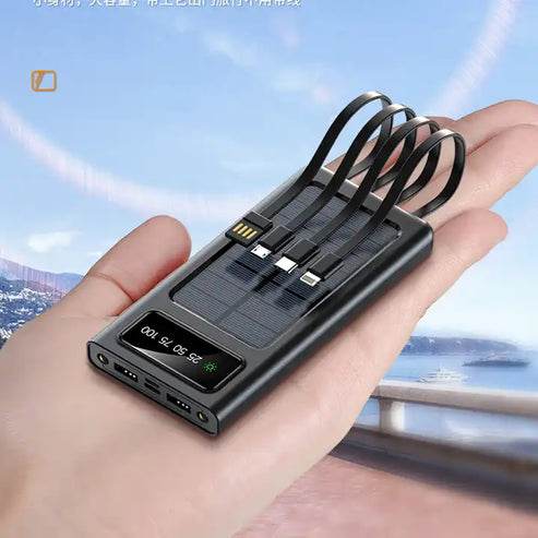 solar power bank 20000cmah, fast charging built in cable