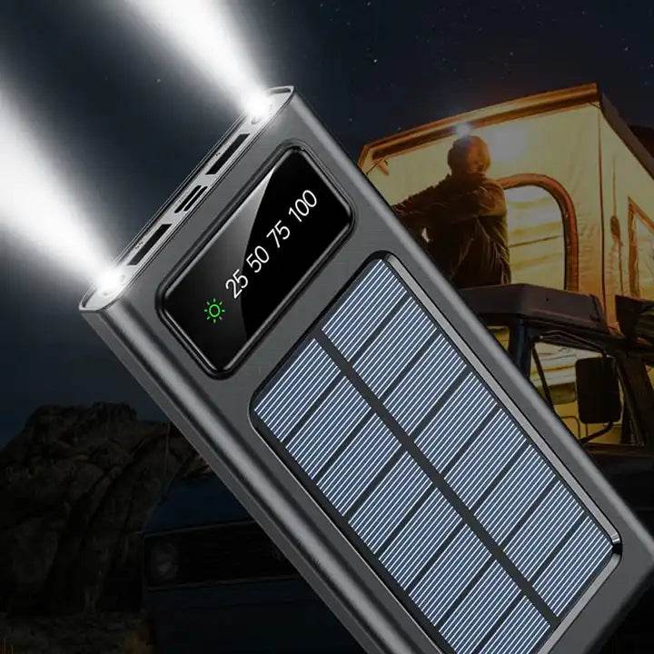 solar power bank 20000cmah, fast charging built in cable
