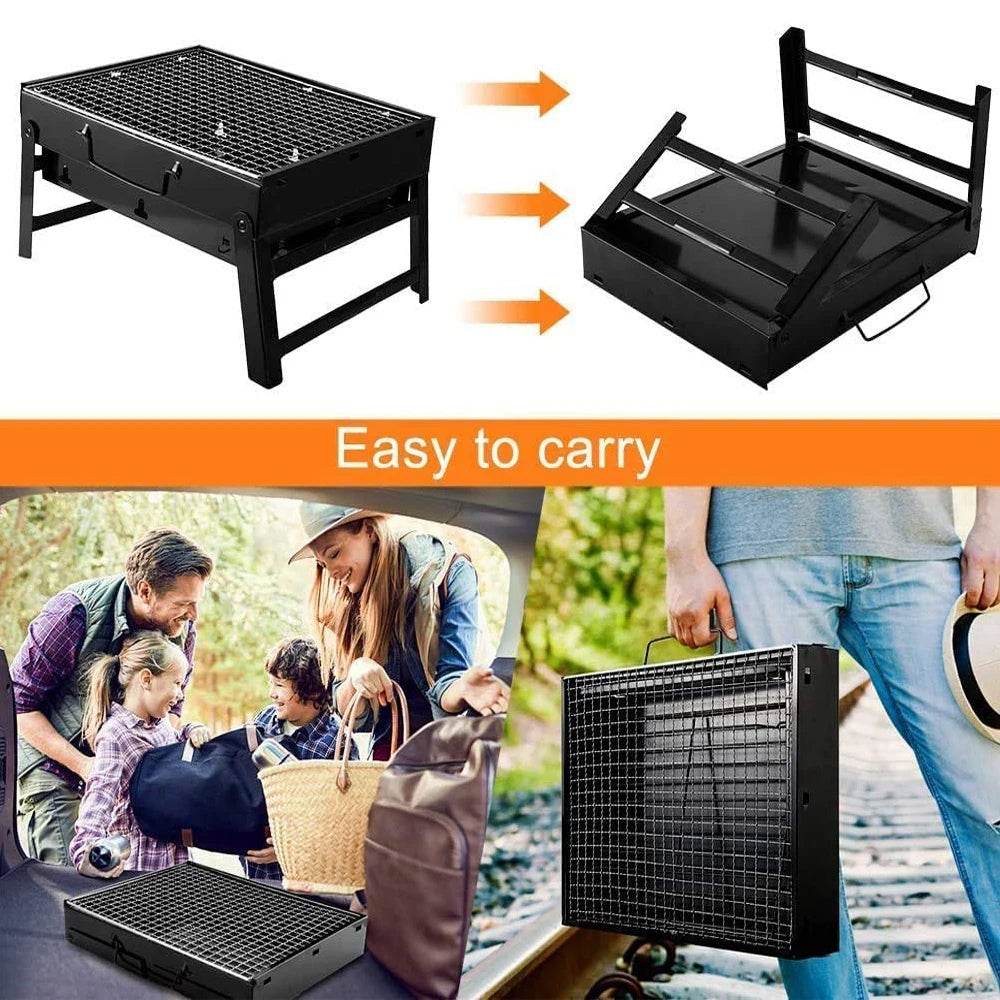 new folding portable barbecue charcoal stainless grill