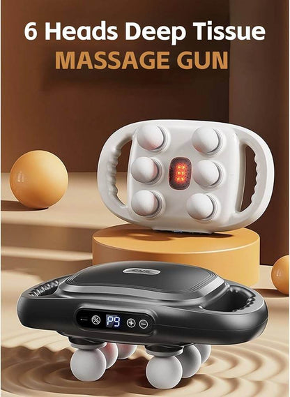 Deep Tissue Massage Gun 6 Heads Massager with 20 Levels 6 Massage Modes for Back Neck Leg Full Body Muscle Pain Relief Massager