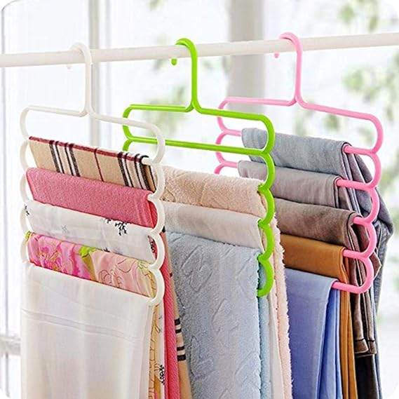 plastic five layer multii-purpose clothes hanger 5.00 aed