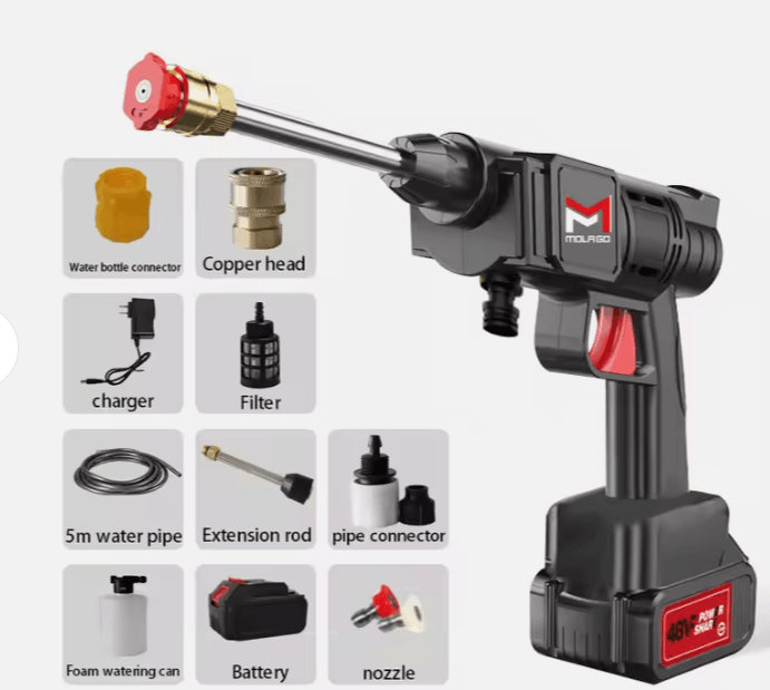 portable cordless high pressure spray water gun.