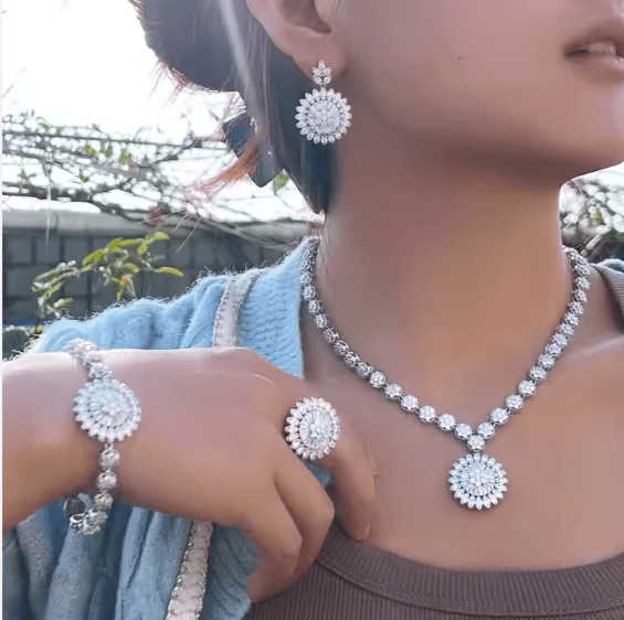 zircon jewelry set/necklace earrings four-piece set