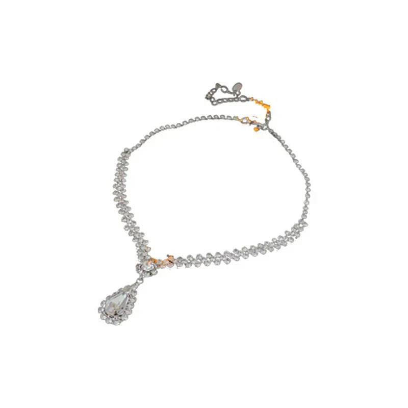 diamond water drop stitching necklace high profile