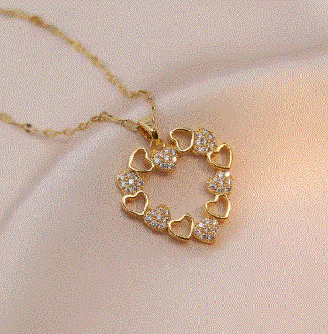 heart zircon pendant set