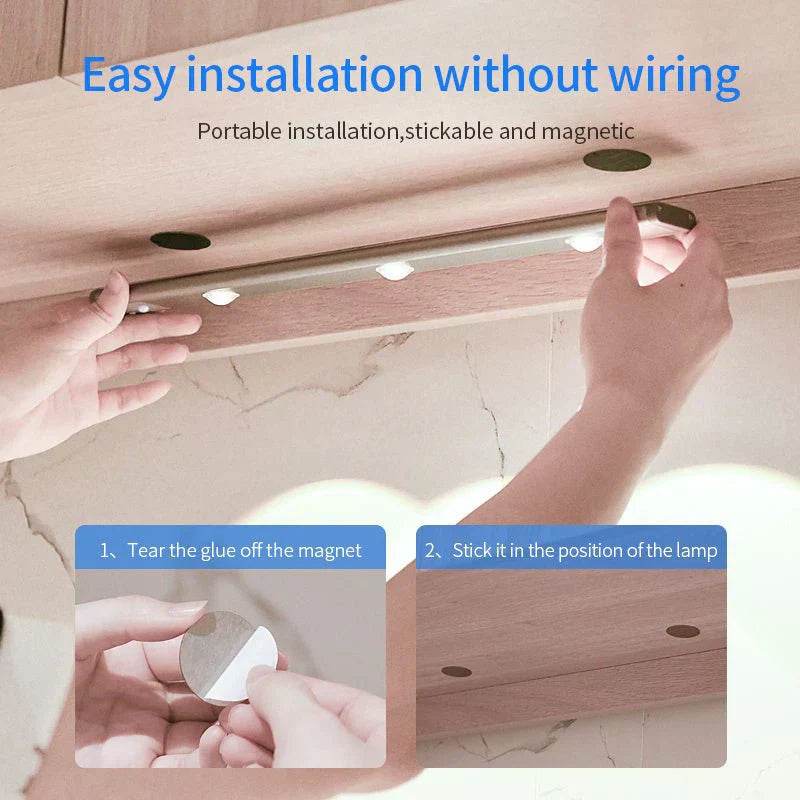 motion sensor lamp under the cabinet dimmable cabinet lamp rechargeable magnetic suction installation kitchen night light wardrobe lamp