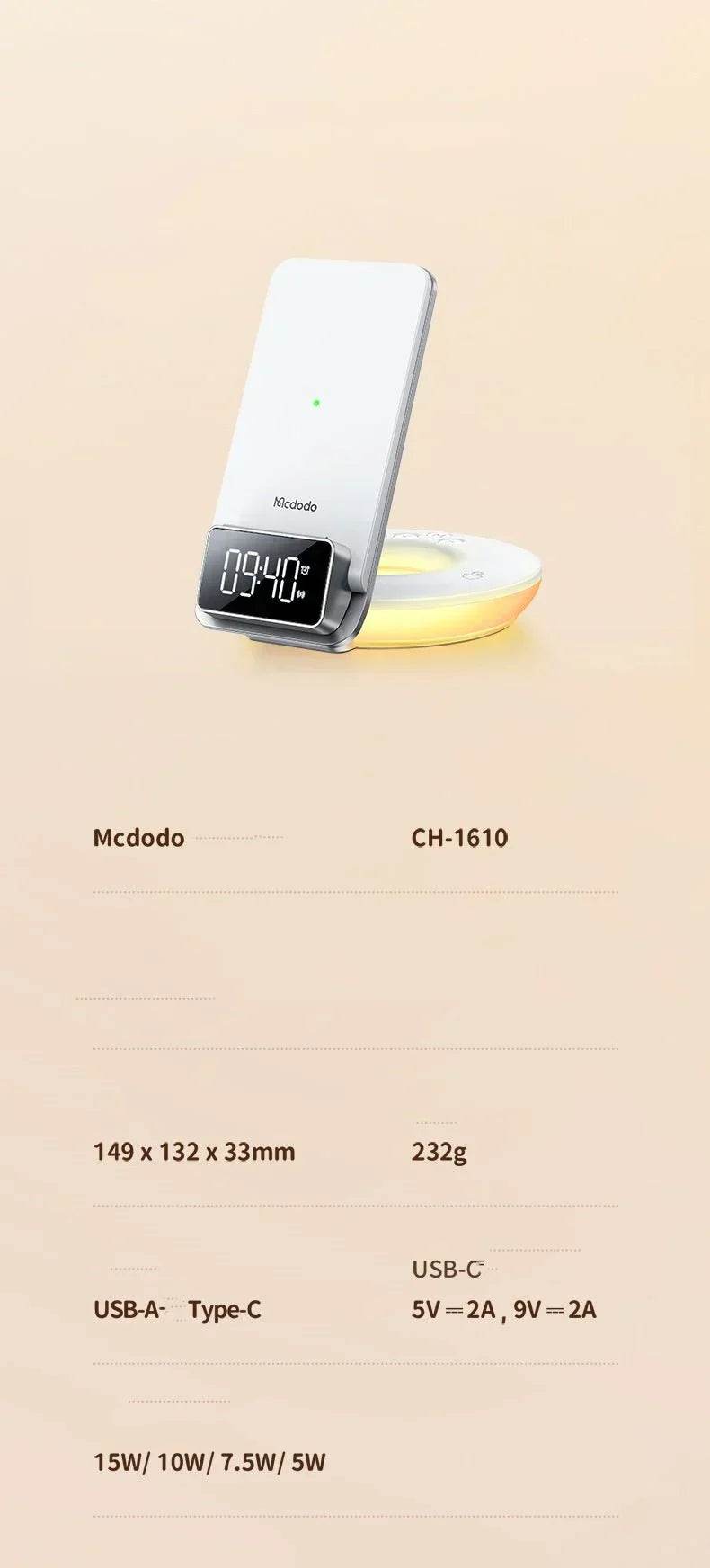 multifunctional 15w wireless charger foldable desktop stand with night light