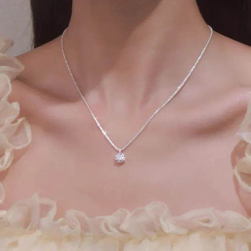 silver plated sparkling necklace for women lvzuan light luxury minority design