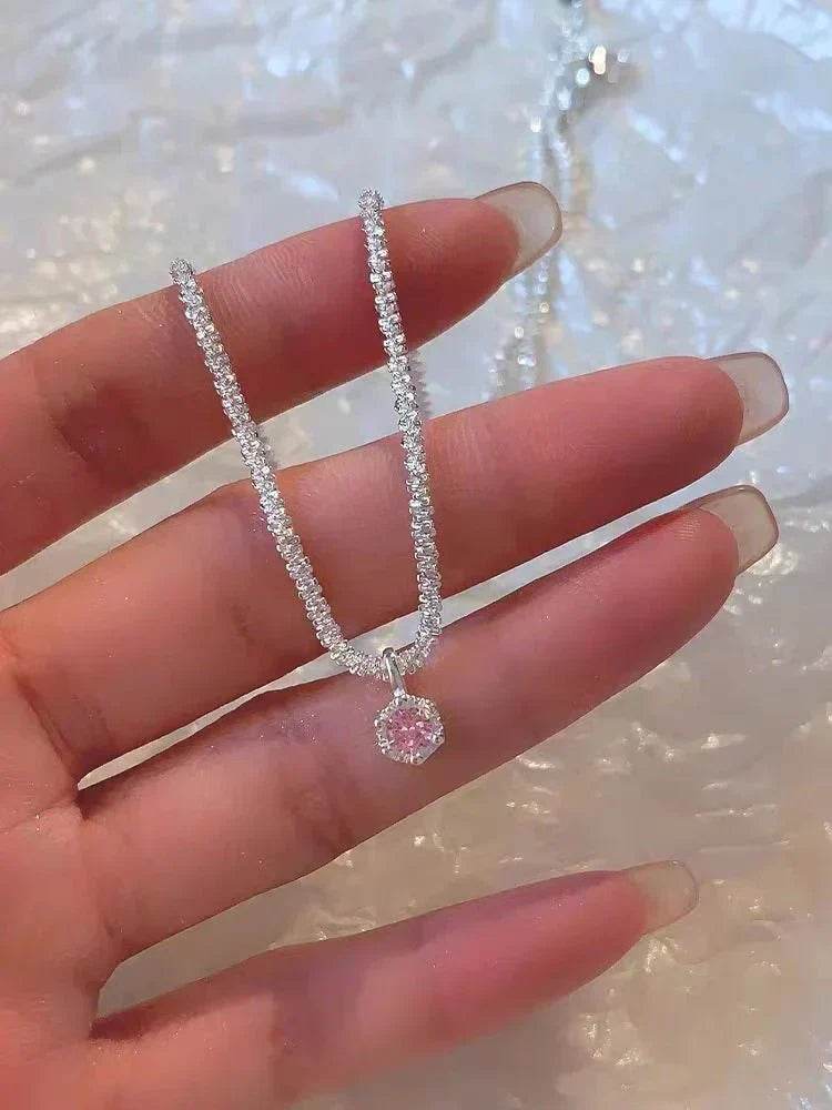 silver plated sparkling necklace for women lvzuan light luxury minority design