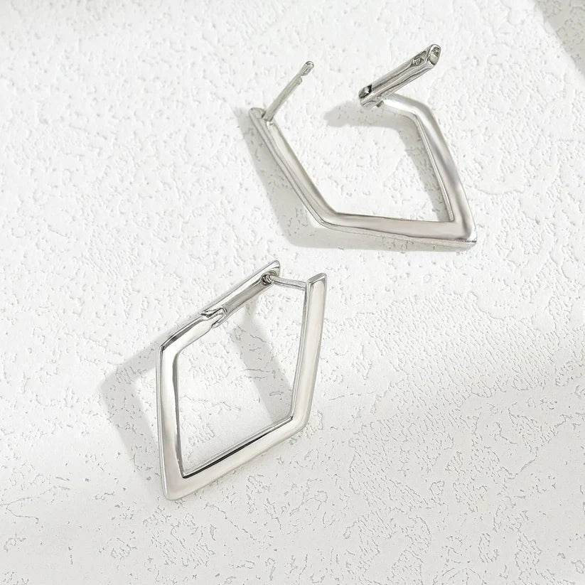 simple geometric quadrilateral design earrings