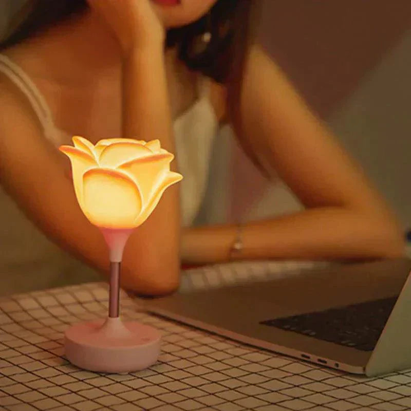 touch rose usb night light creative bedroom silicone